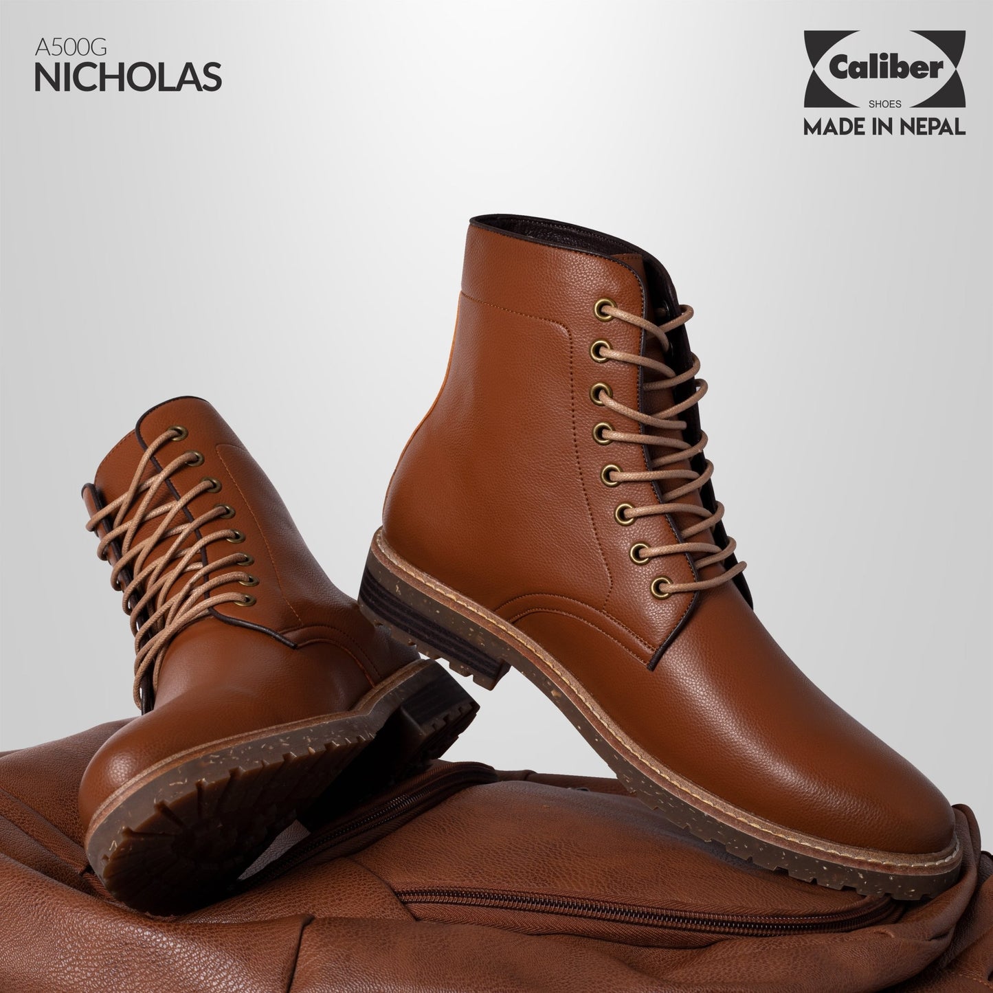 Caliber Shoes Brown Lace Up Boots For Men (NICHOLAS A500G) - Caliber Shoes