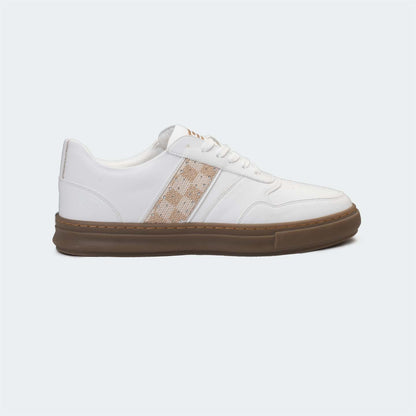 White/Brown Casual Sneakers for Men & Women (JULIO 563C MF)