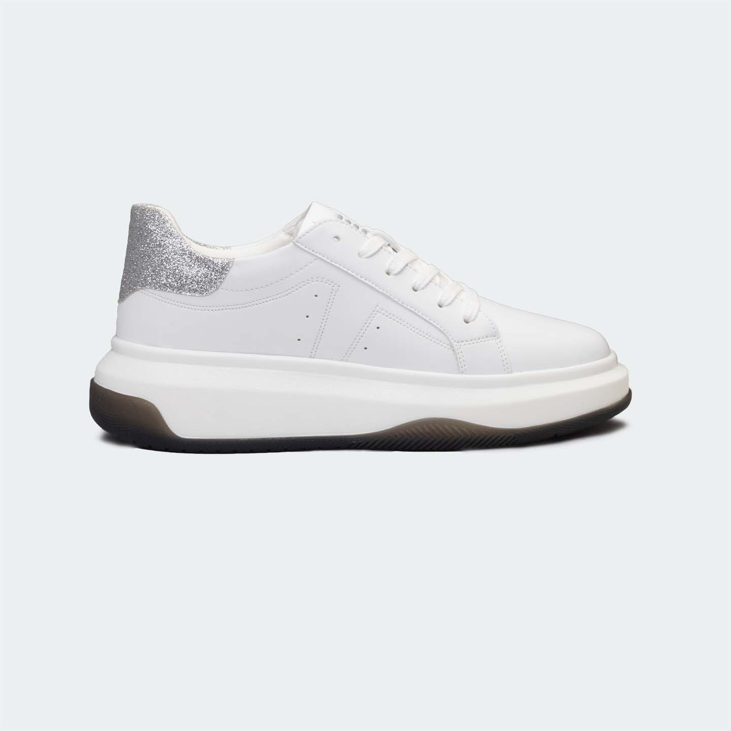 White/Glitter Casual Sneakers For Women ( GWEN 599.W )