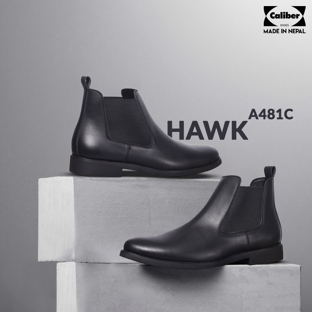 Caliber Shoes Black Chelsea Boots For Men ( A 481 C ) - Caliber Shoes