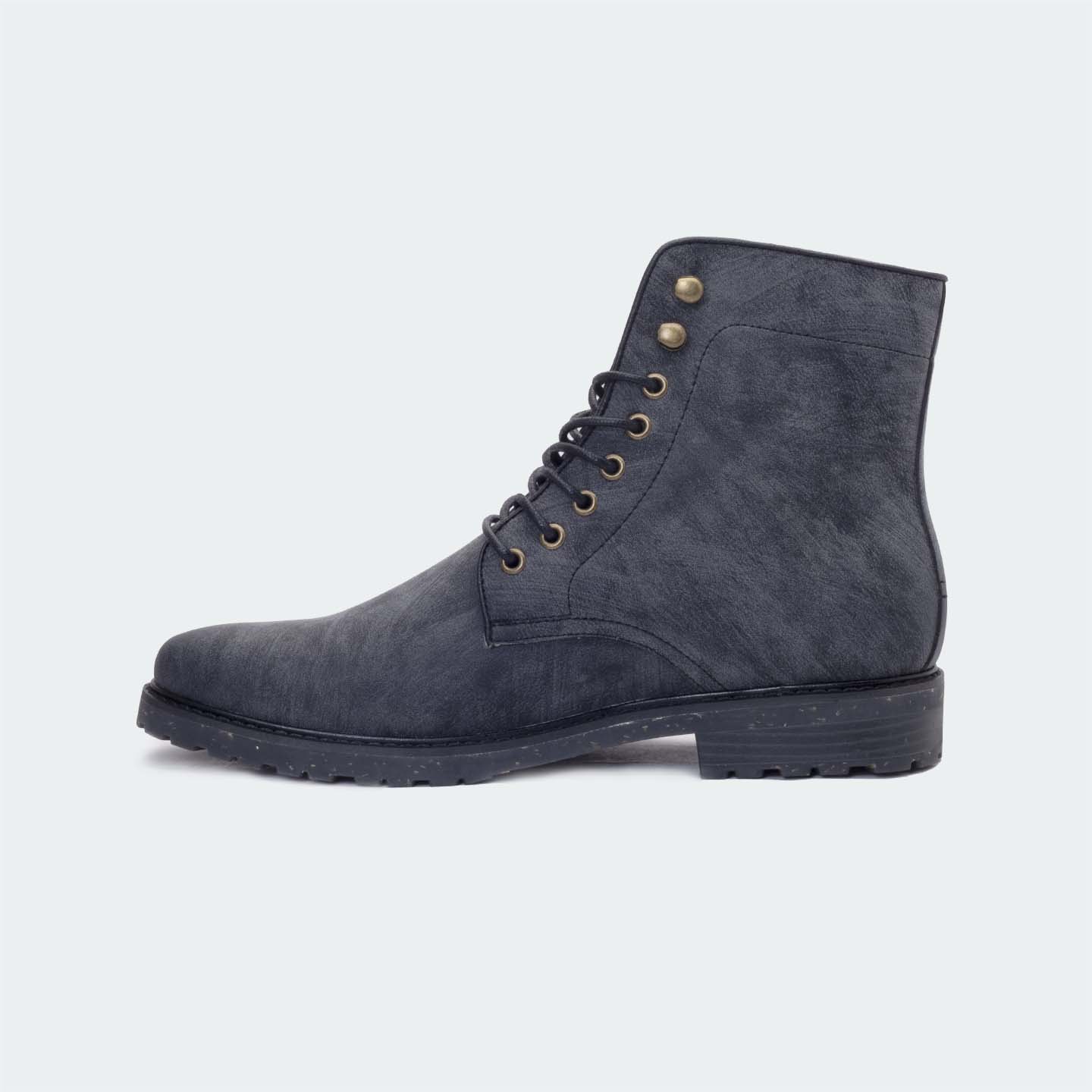 Caliber Shoes Black Lace Up Boots For Men (NICHOLAS A500R) - Caliber Shoes