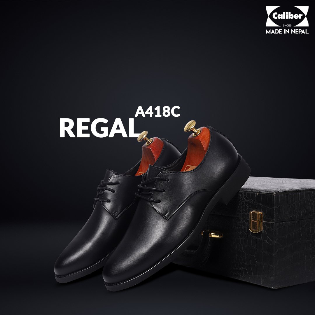 Caliber Shoes Black Lace Up Formal Shoes for Men (A 418 C) - Caliber Shoes