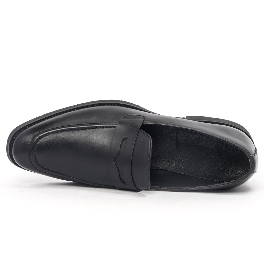 Caliber Shoes Black Slip On Formal Shoes for Men (T653C) - Caliber Shoes