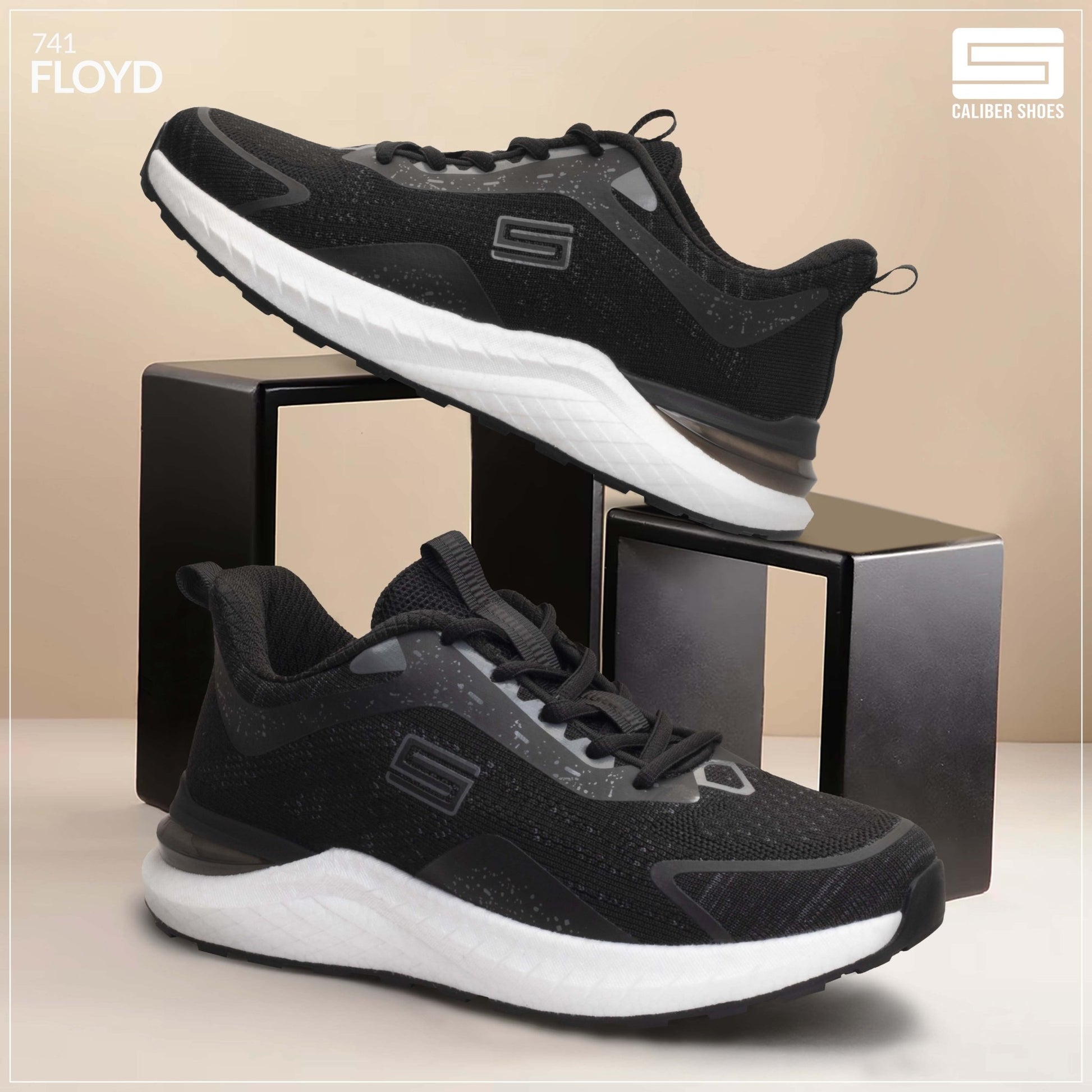Caliber Shoes Black Sport Shoes for Men/Women (Flyod 741) - Caliber Shoes