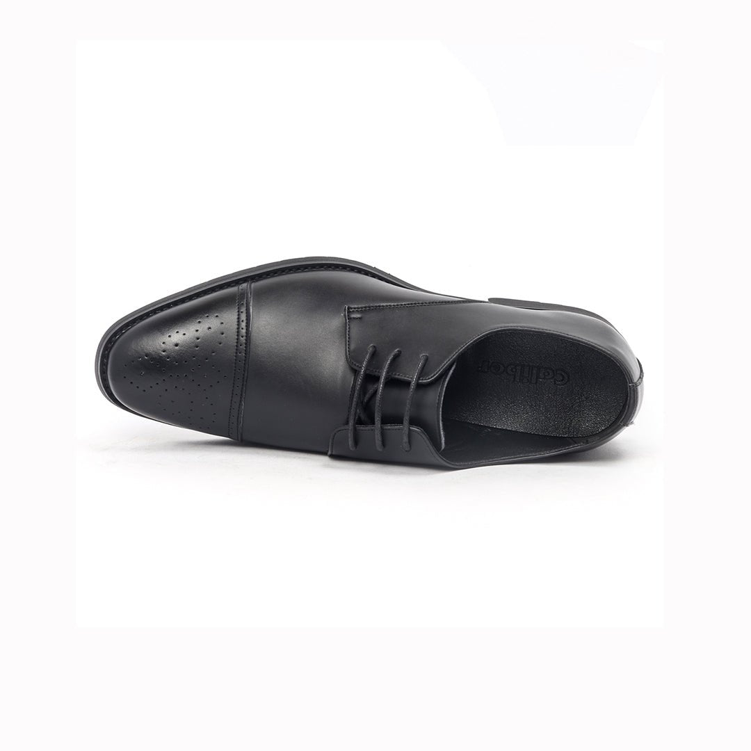 Caliber Shoes Black Wing Tip Lace Up Formal Shoes for Men (T505C) - Caliber Shoes