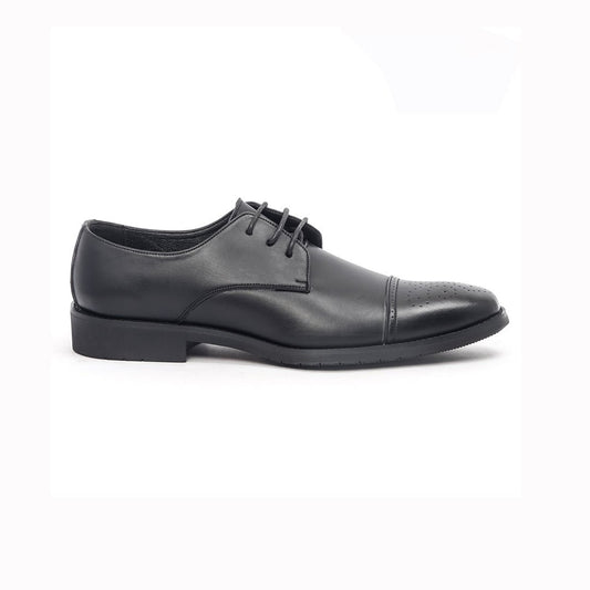 Caliber Shoes Black Wing Tip Lace Up Formal Shoes for Men (T505C) - Caliber Shoes