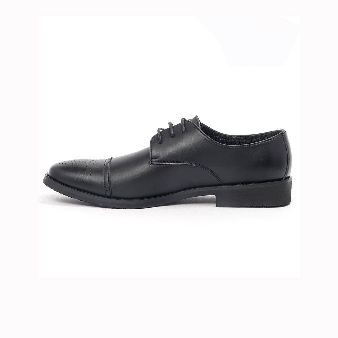 Caliber Shoes Black Wing Tip Lace Up Formal Shoes for Men (T505C) - Caliber Shoes