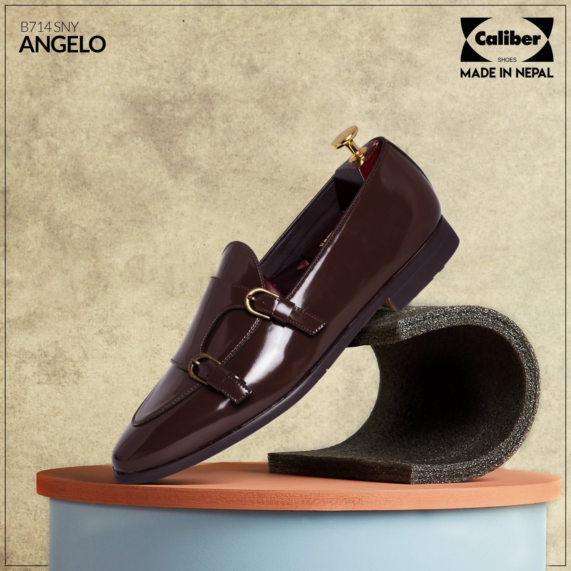Caliber Shoes Coffee Formal Shoes For Men ( ANGELO B714SNY ) - Caliber Shoes