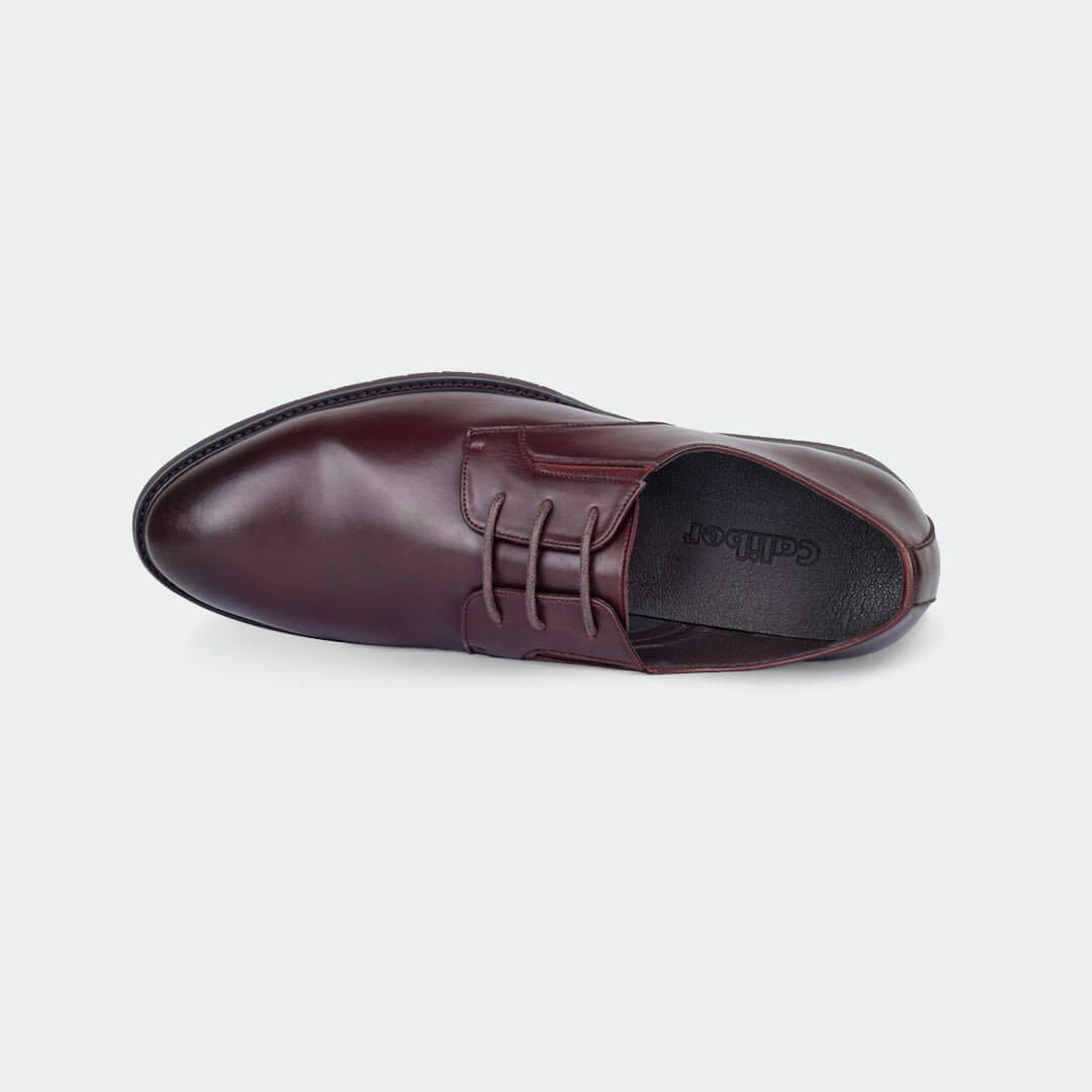 Caliber Shoes Coffee Lace Up Formal Shoes for Men (Y542C)