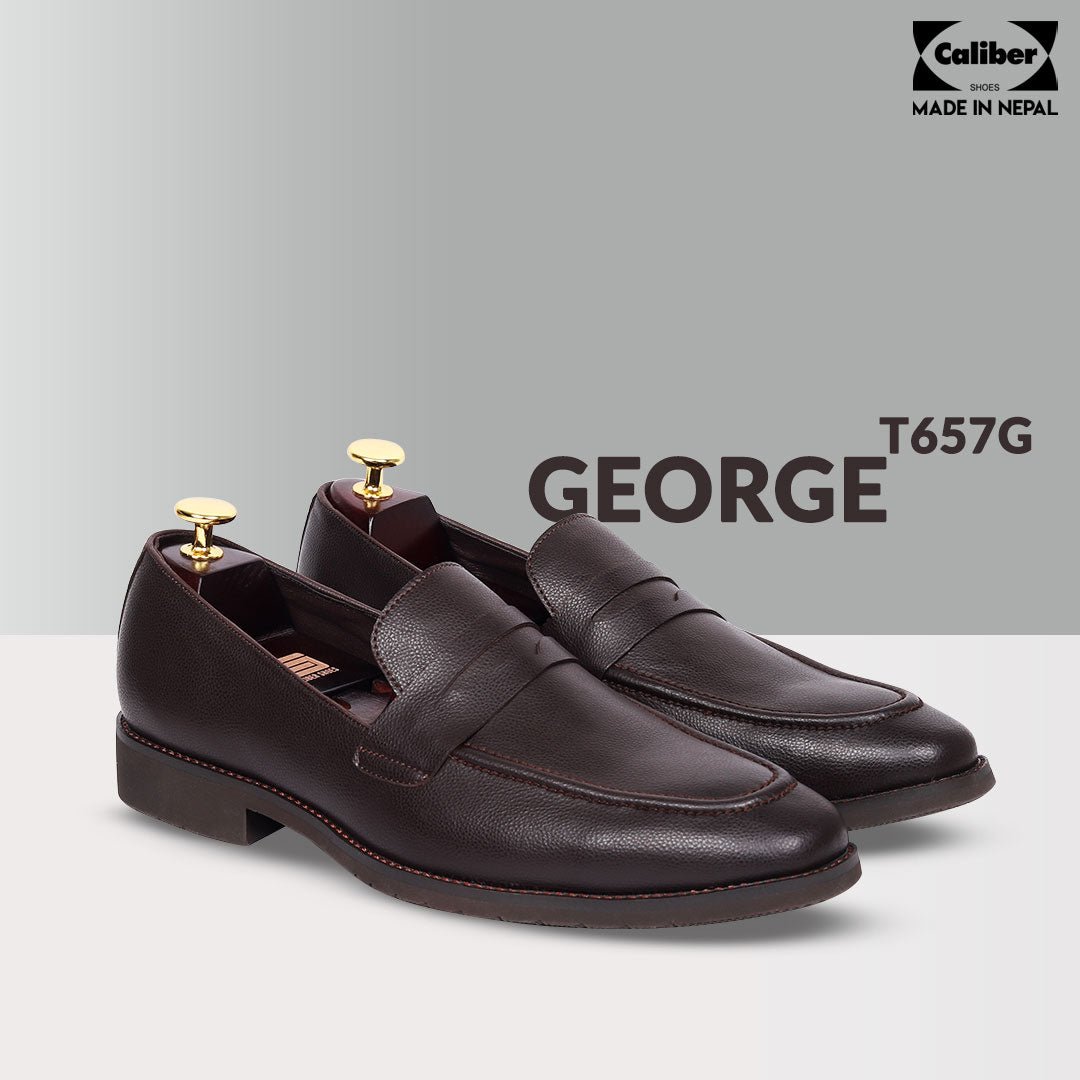Caliber Shoes Coffee Penny Formal Shoes for Men (GEORGE T657G)