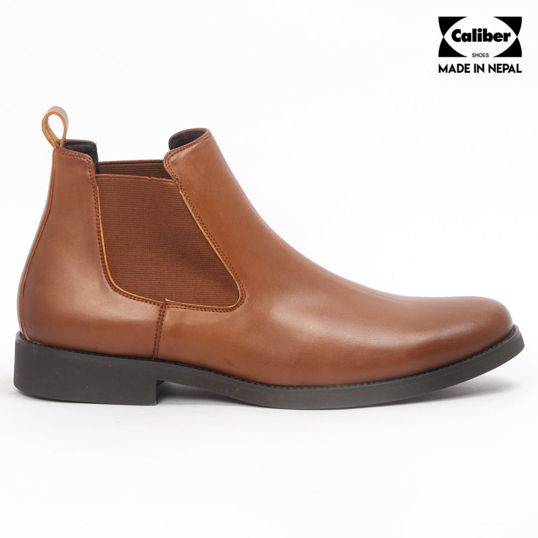 Caliber Shoes Coffee/R Chelsea Boots For Men ( A 481 C ) - Caliber Shoes