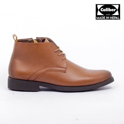 Caliber Shoes Coffee/R Side Chain With Lace Up Boots for Men (A 409 C) - Caliber Shoes
