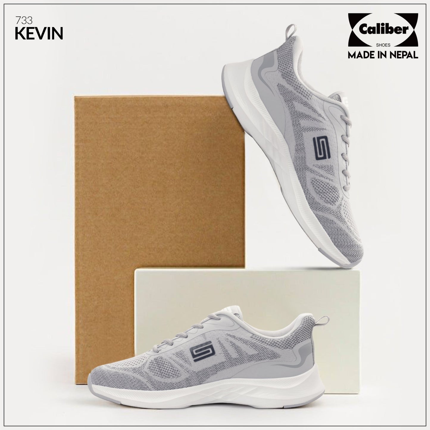 Caliber Shoes Lt - Grey Sport Shoes for Men (Kevin 733) - Caliber Shoes