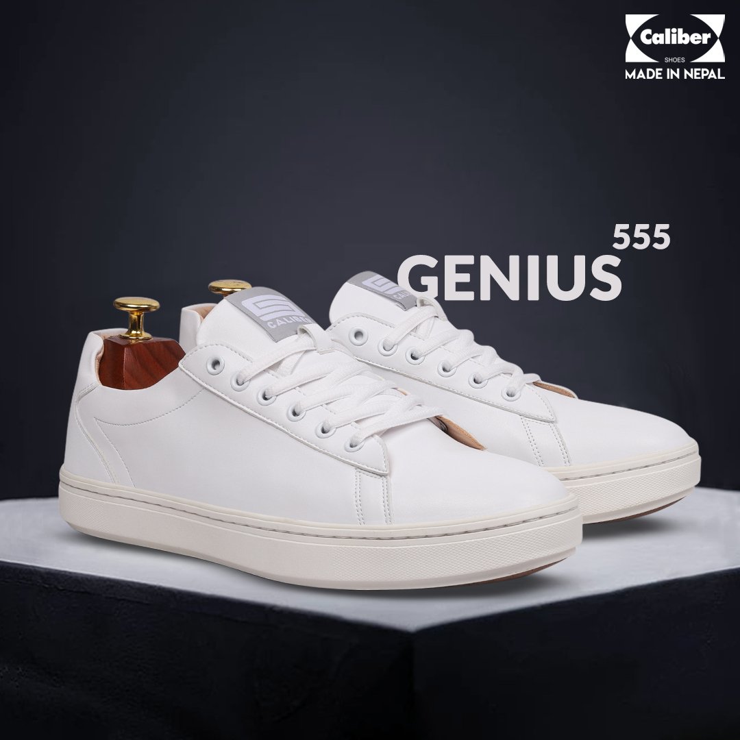 Casual White Sneakers For Men (GENIUS 555) - Caliber Shoes