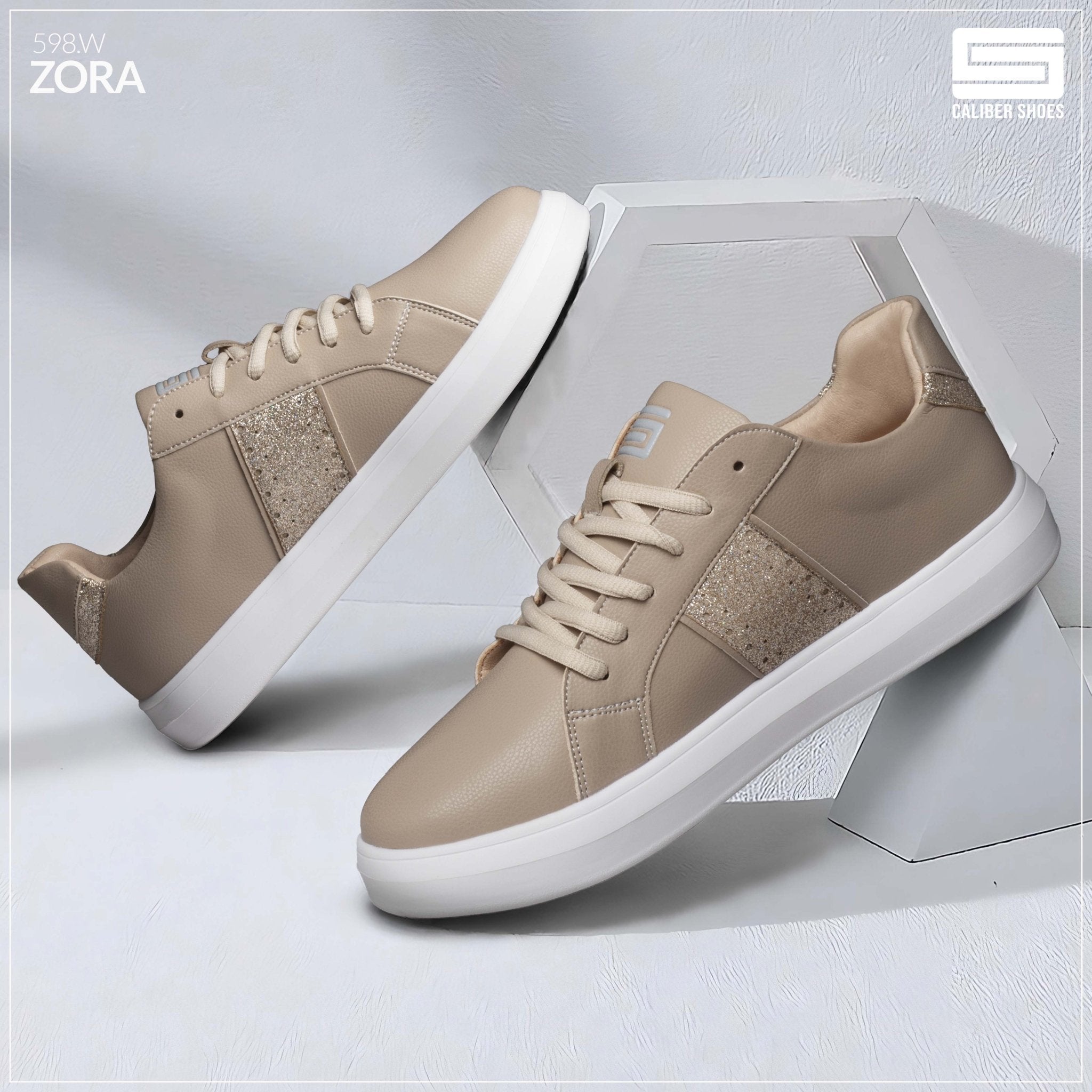 Nude Casual Sneakers for Women (ZORA 598) - Caliber Shoes