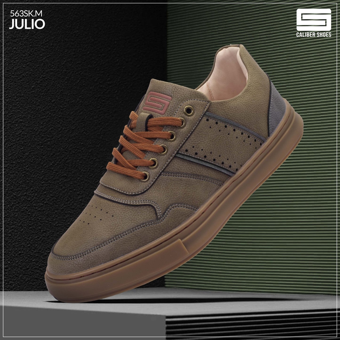 Olive Casual Sneakers for Men (JULIO 563SK.M) - Caliber Shoes