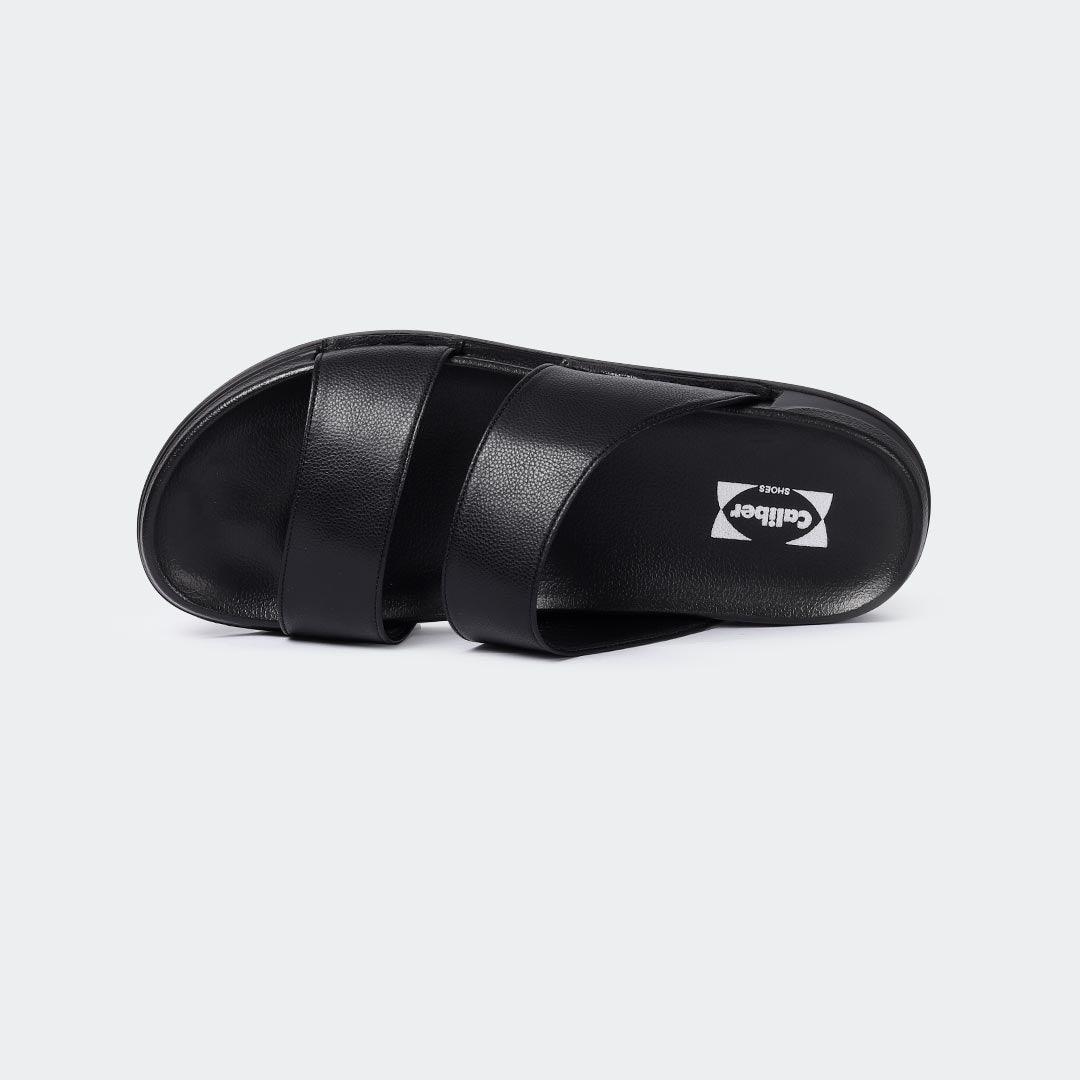Slipper/Slide Black for Men (FRASER 301G) - Caliber Shoes