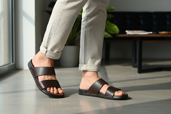 Slipper/Slide Black for Men (FRASER 301G) - Caliber Shoes