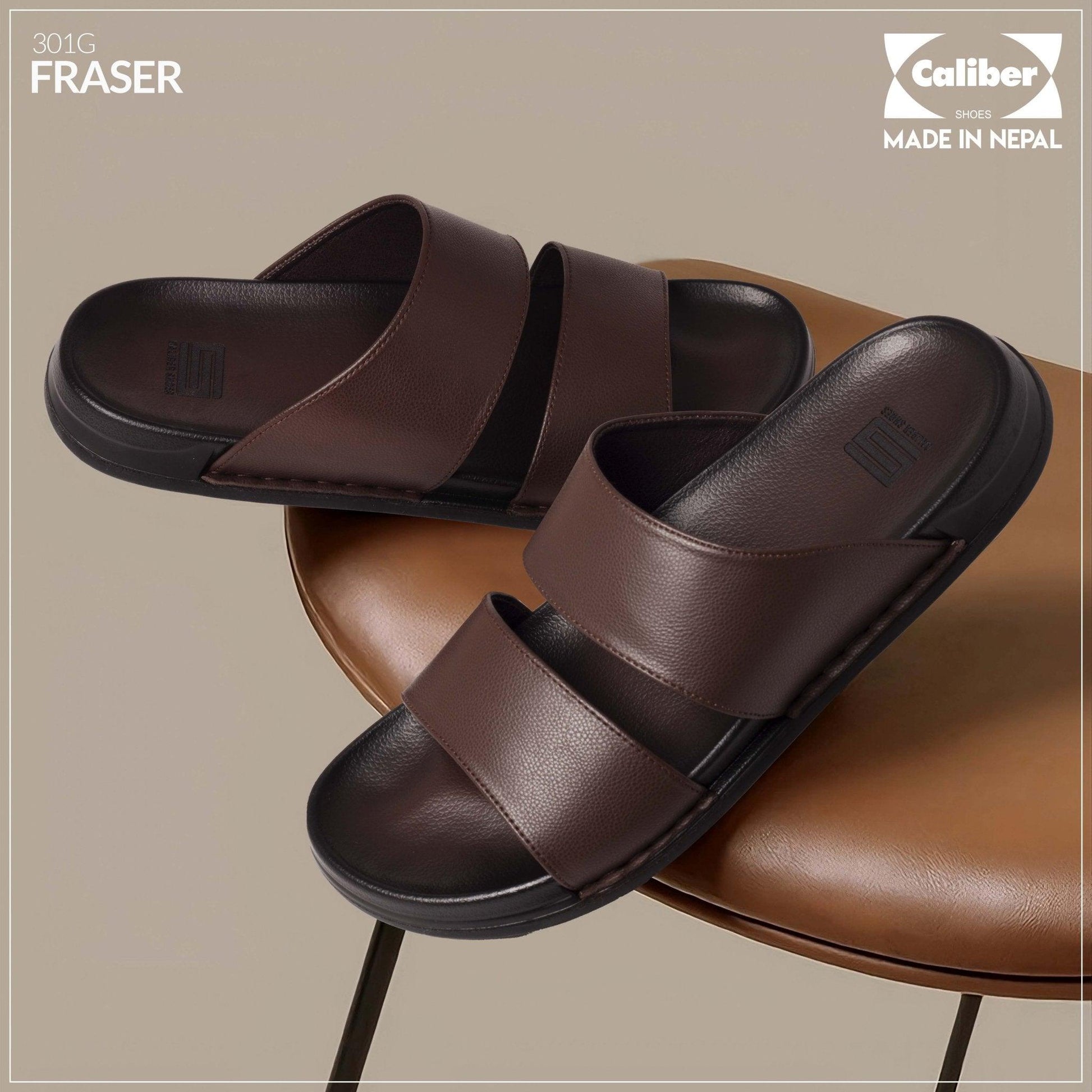 Slipper/Slide Black for Men (FRASER 301G) - Caliber Shoes