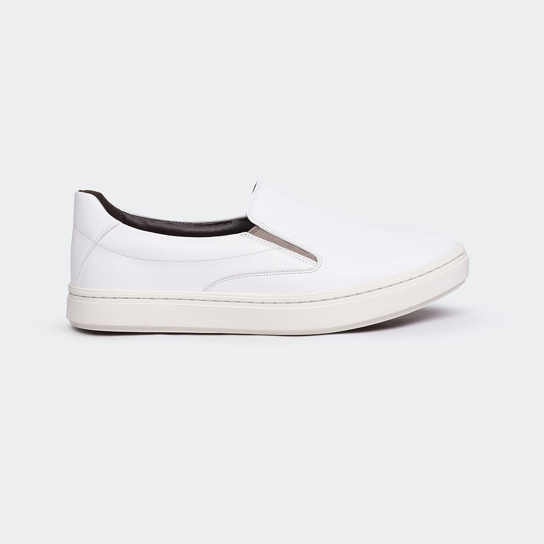 White Casual Slip on Shoes for Men (COBALT 669S) - Caliber Shoes