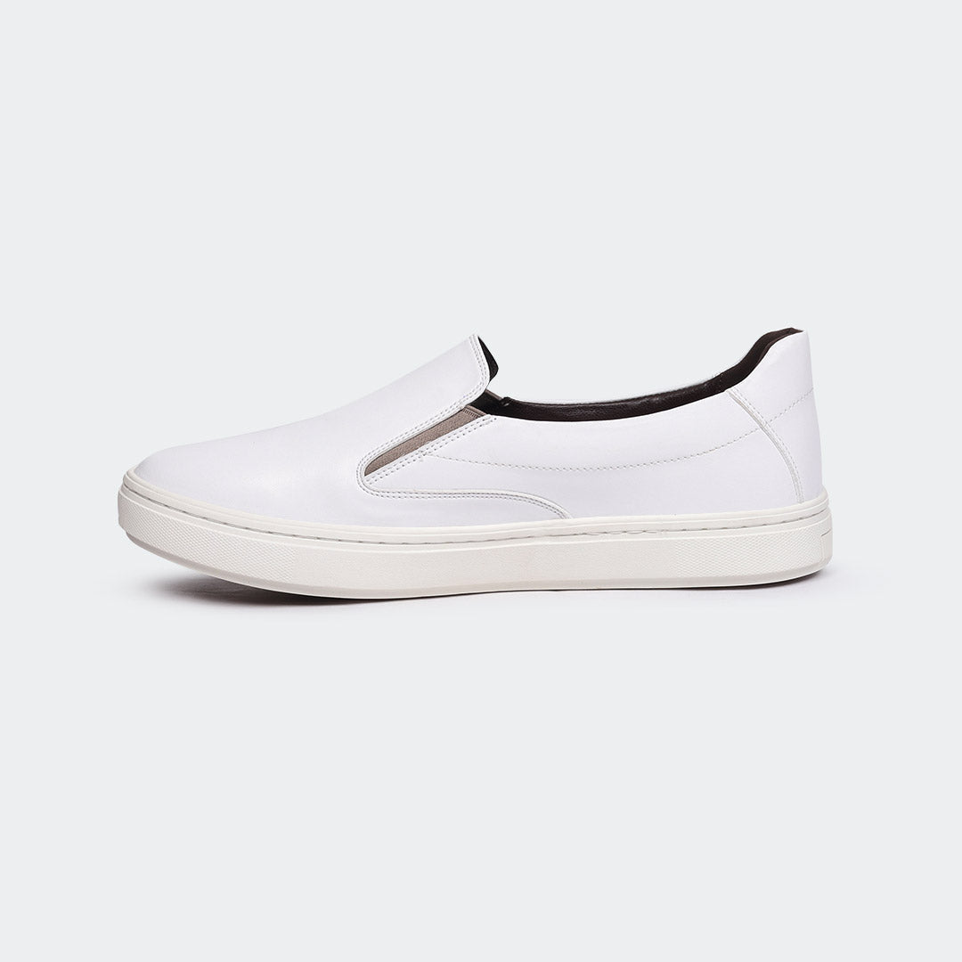 White Casual Slip on Shoes for Men (COBALT 669S) - Caliber Shoes