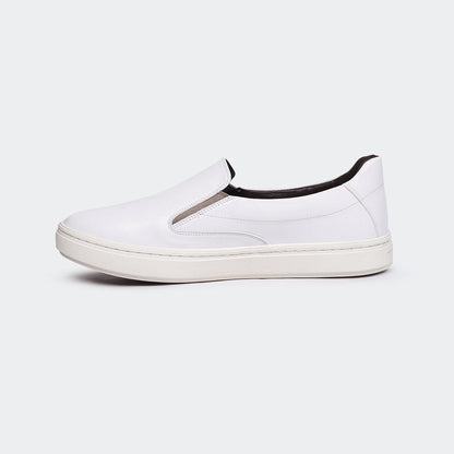 White Casual Slip on Shoes for Men (COBALT 669S) - Caliber Shoes