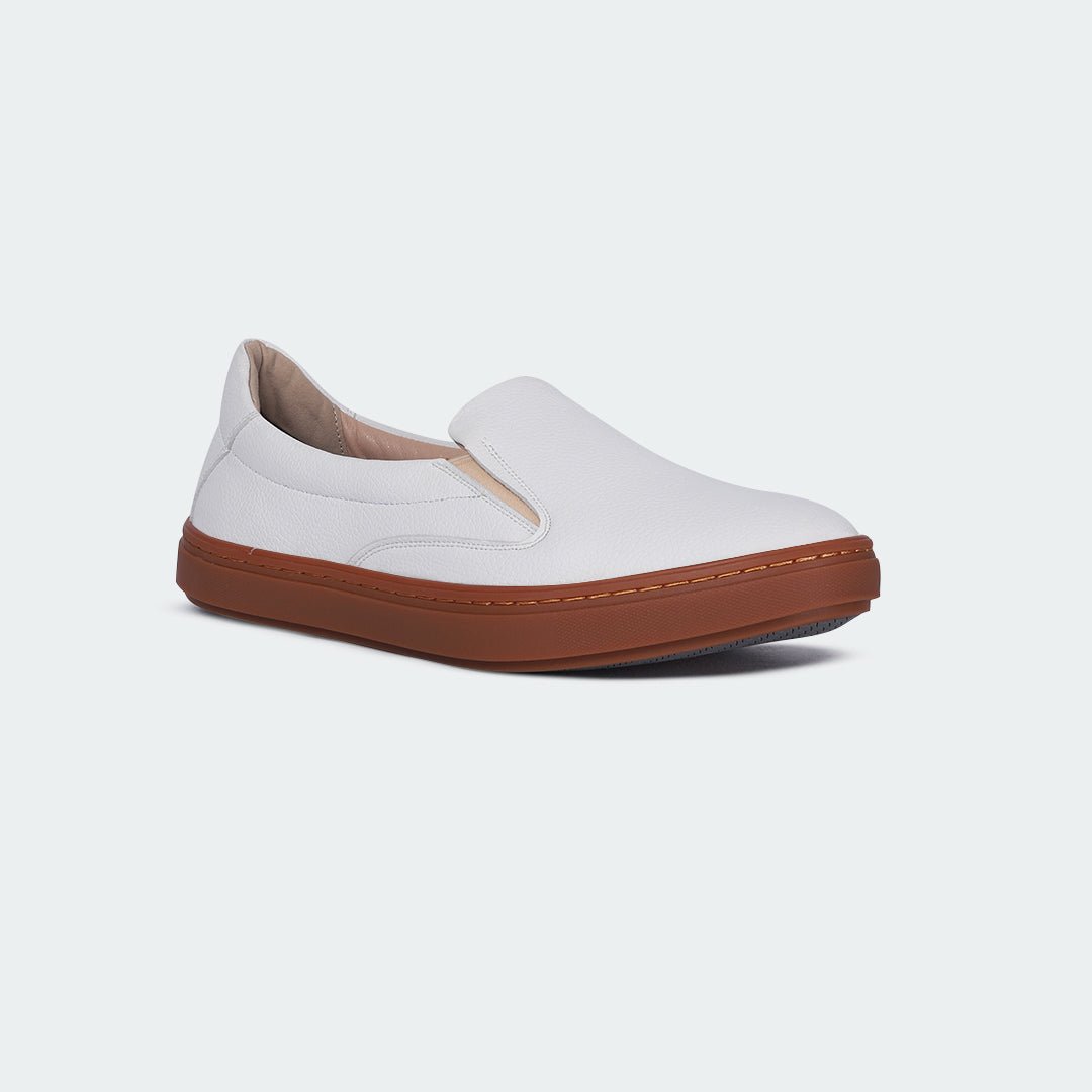 White Casual Slip - on Shoes for Men (COBALT 669SK) - Caliber Shoes