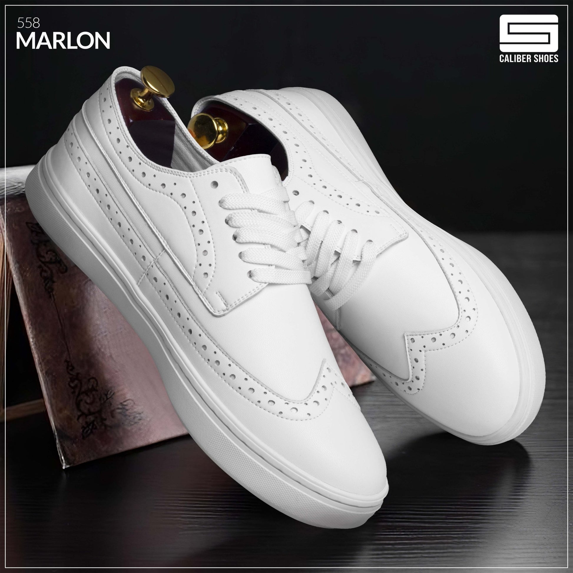 White Casual Sneakers for Men (Marlon 558) - Caliber Shoes