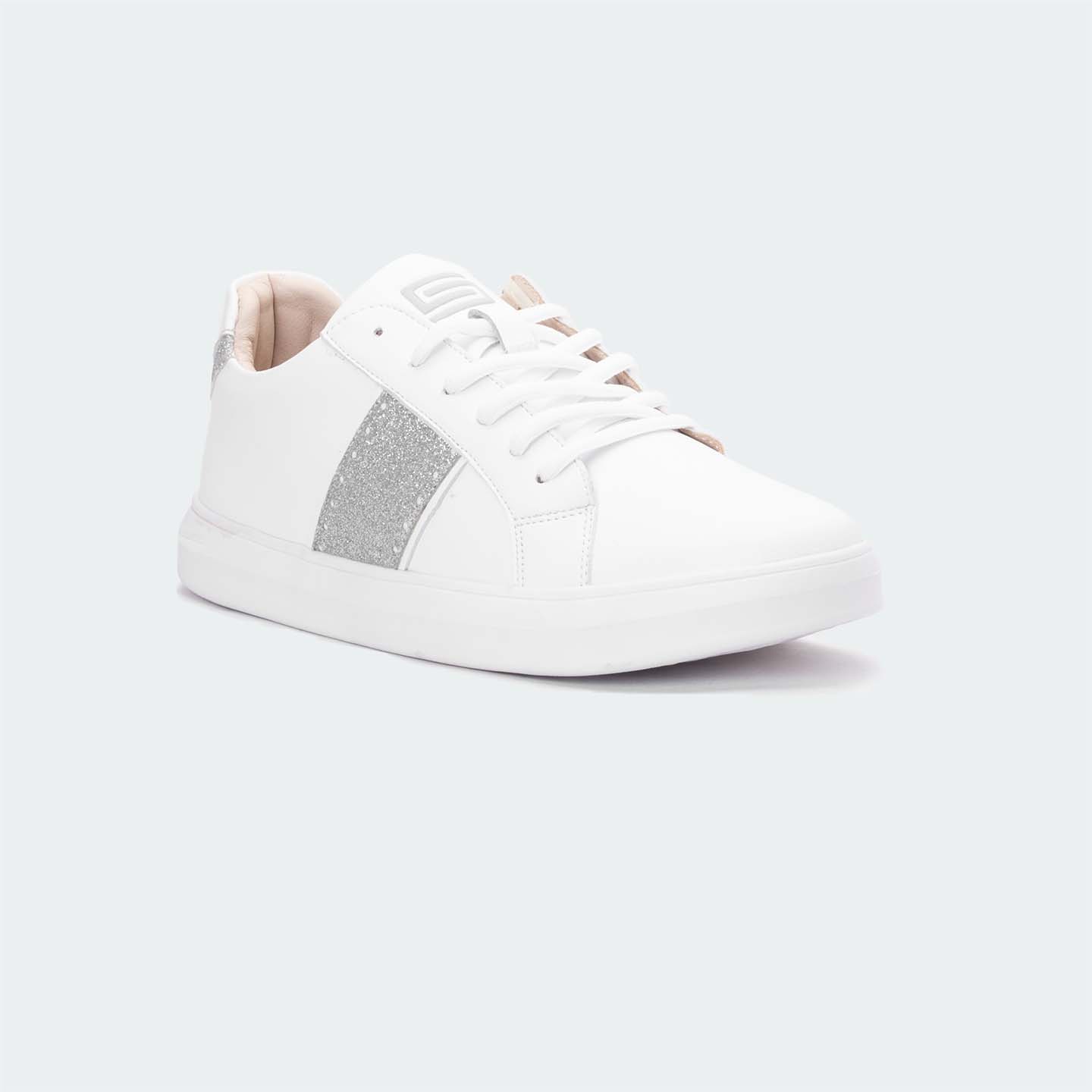 White Casual Sneakers for Women (ZORA 598) - Caliber Shoes