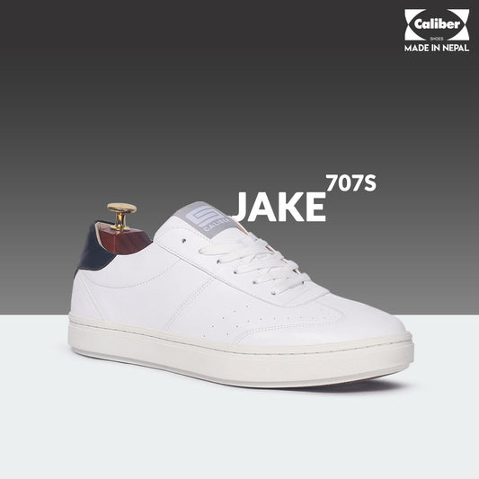 White/Black Casual Sneakers for Men (JAKE 707S) - Caliber Shoes