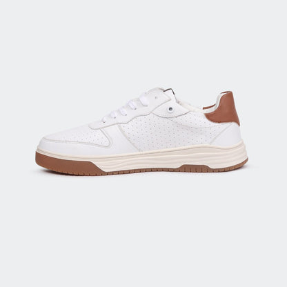 WHITE/BRN Casual Sneakers for Men (LEWIS 692G) - Caliber Shoes