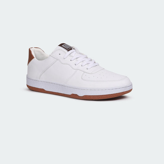WHITE/BROWN Casual Sneakers for Men (BLAKE 695G) - Caliber Shoes