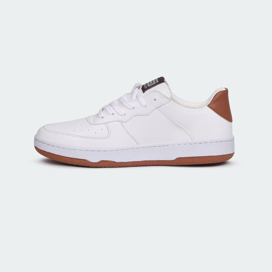 WHITE/BROWN Casual Sneakers for Men (BLAKE 695G) - Caliber Shoes