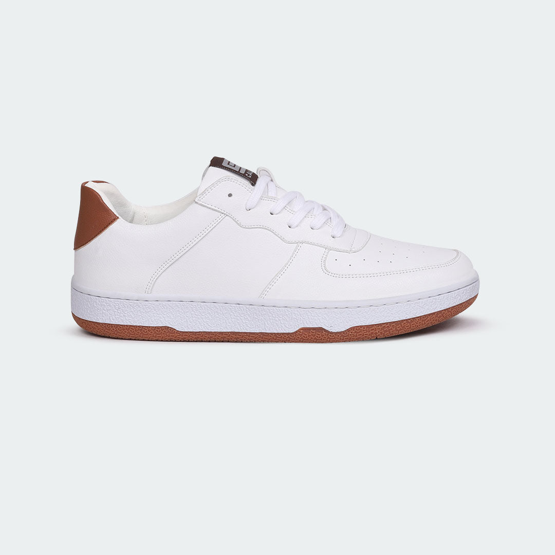WHITE/BROWN Casual Sneakers for Men (BLAKE 695G) - Caliber Shoes
