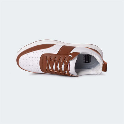White/Brown Casual Sneakers for Men (Willow 560) - Caliber Shoes