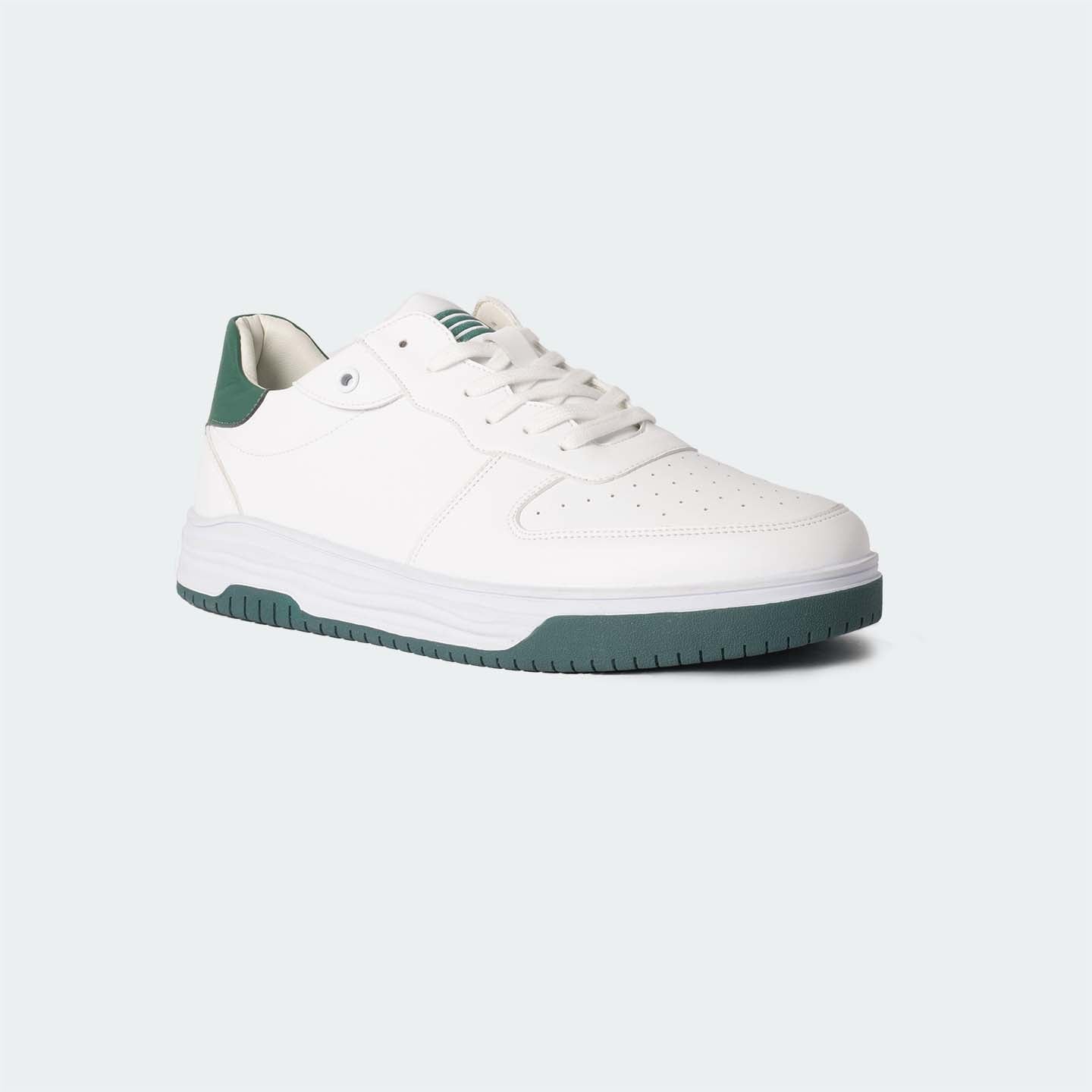 White/Green Casual Sneakers for Men (LEWIS 692G) - Caliber Shoes