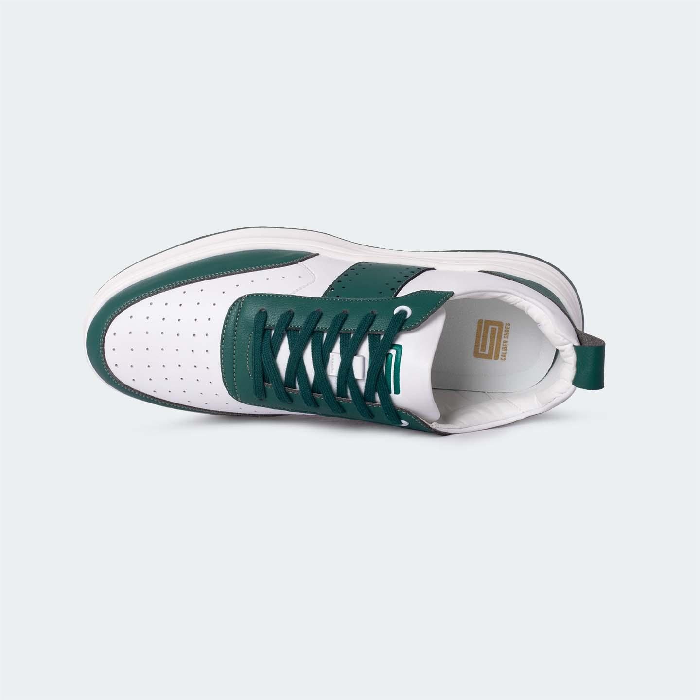 White/Green Casual Sneakers for Men (Willow 560) - Caliber Shoes
