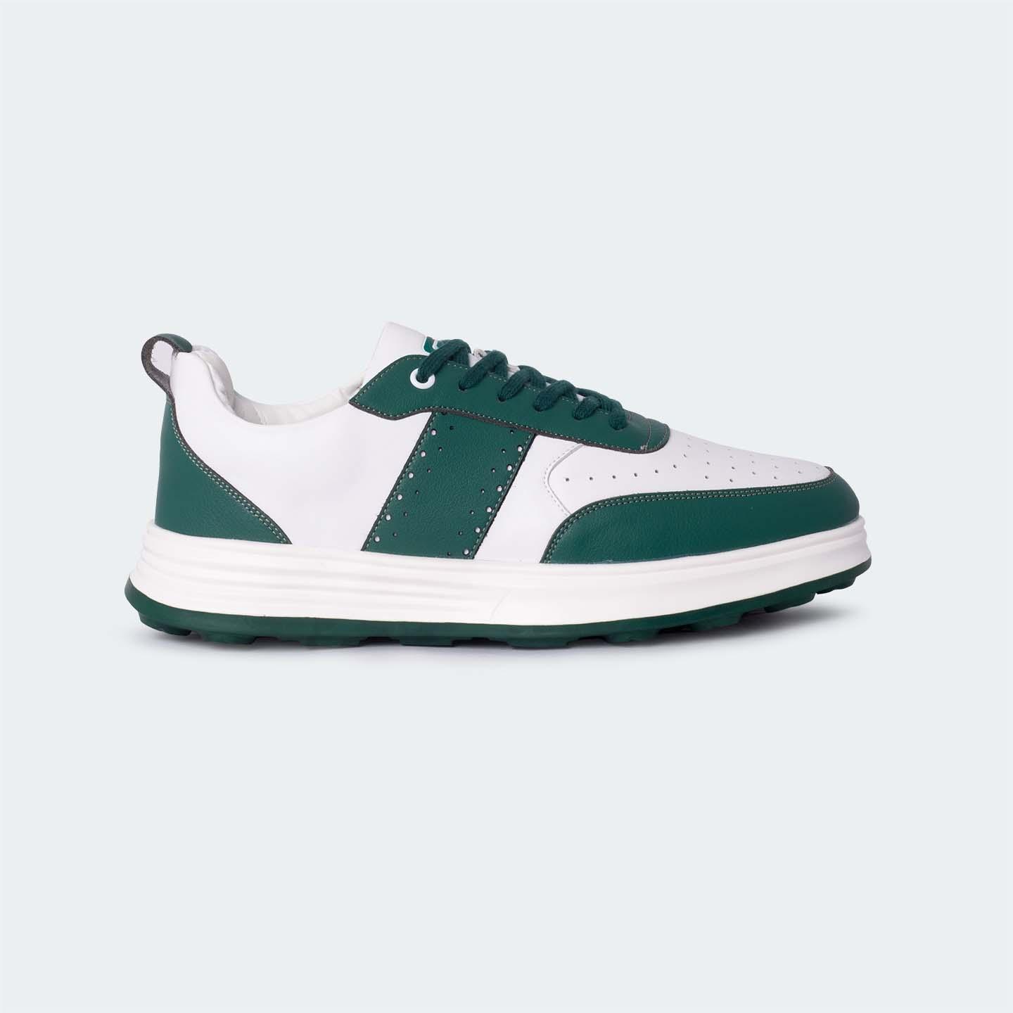 White/Green Casual Sneakers for Men (Willow 560) - Caliber Shoes