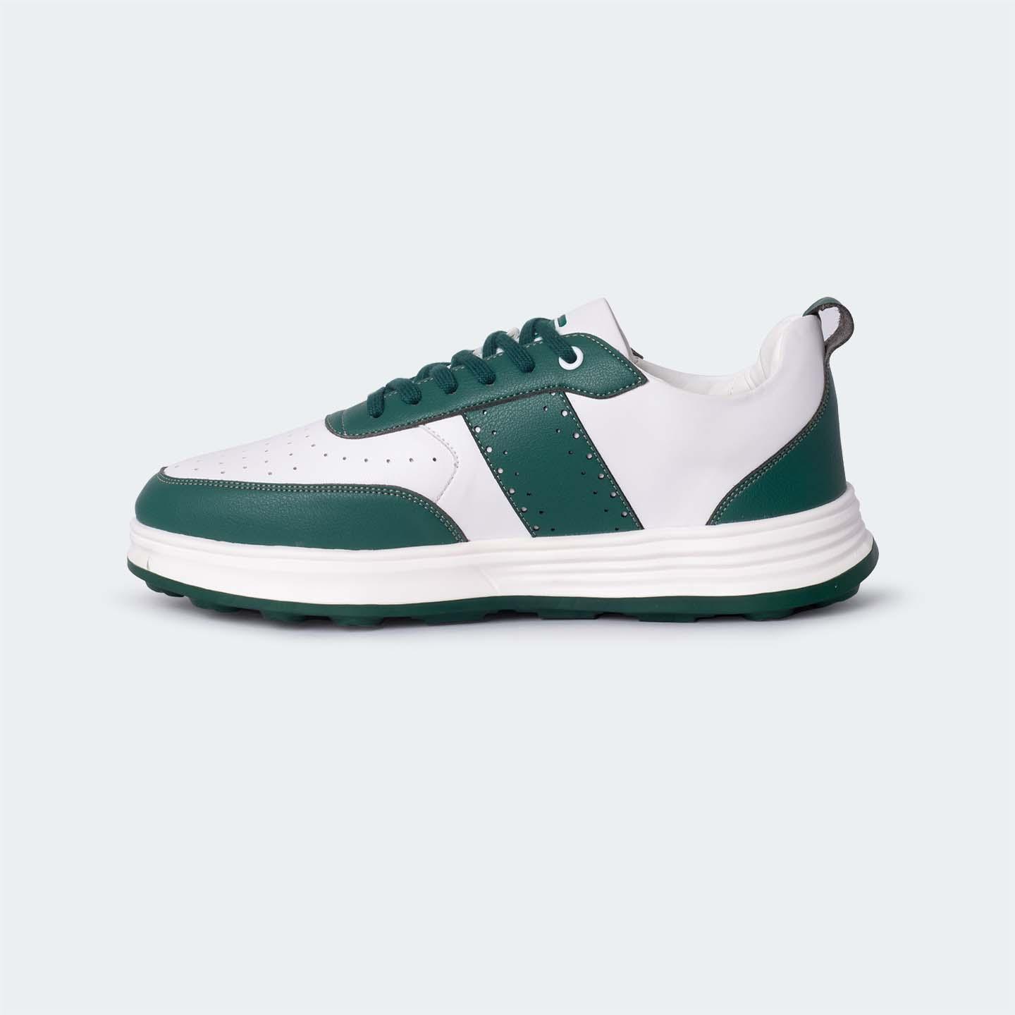 White/Green Casual Sneakers for Men (Willow 560) - Caliber Shoes