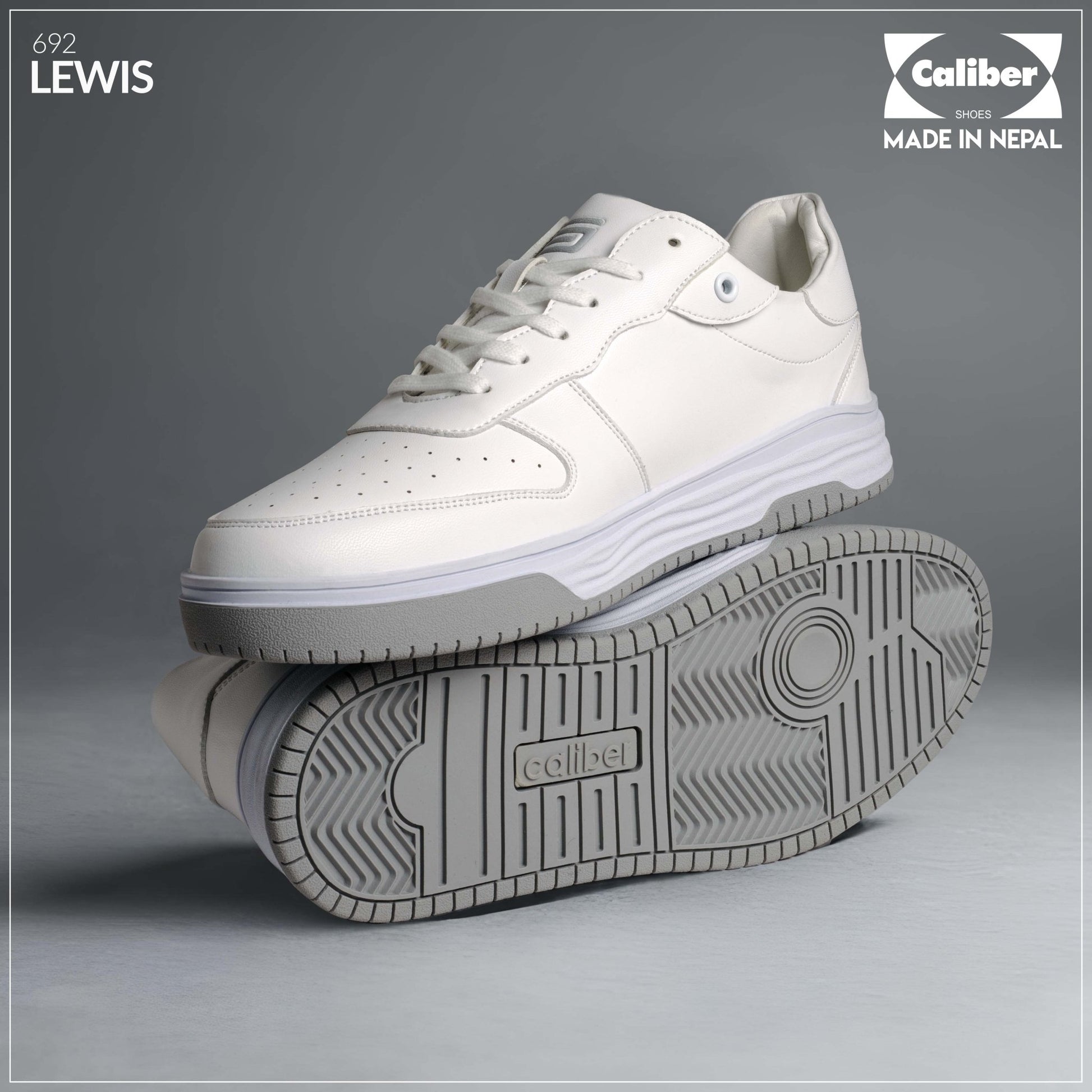 White/Grey Casual Sneakers for Men (LEWIS 692S) - Caliber Shoes