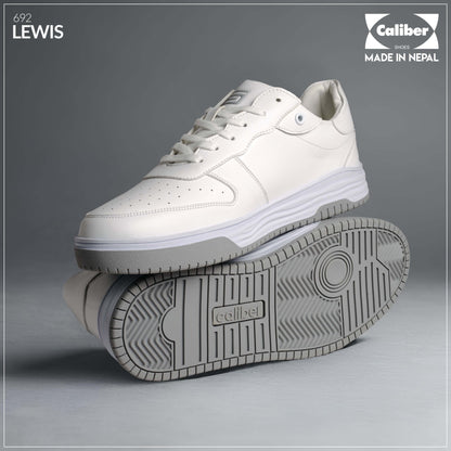 White/Grey Casual Sneakers for Men (LEWIS 692S) - Caliber Shoes