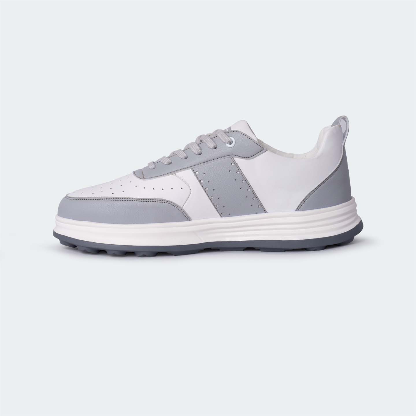 White/Grey Casual Sneakers for Men (Willow 560)