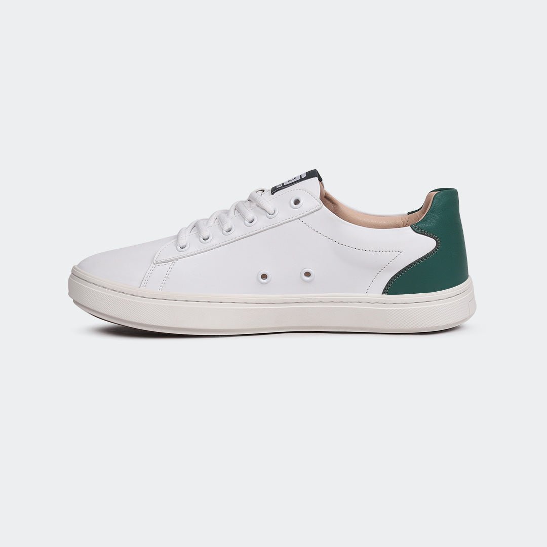 WHITE/GRN Sneakers for Men (GENIUS 555) - Caliber Shoes
