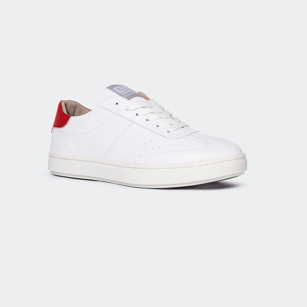 White/Red Casual Sneakers for Men (JAKE 707S) - Caliber Shoes