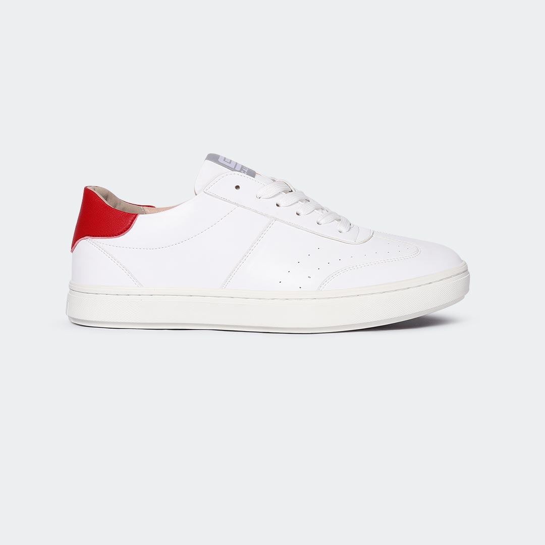 White/Red Casual Sneakers for Men (JAKE 707S) - Caliber Shoes