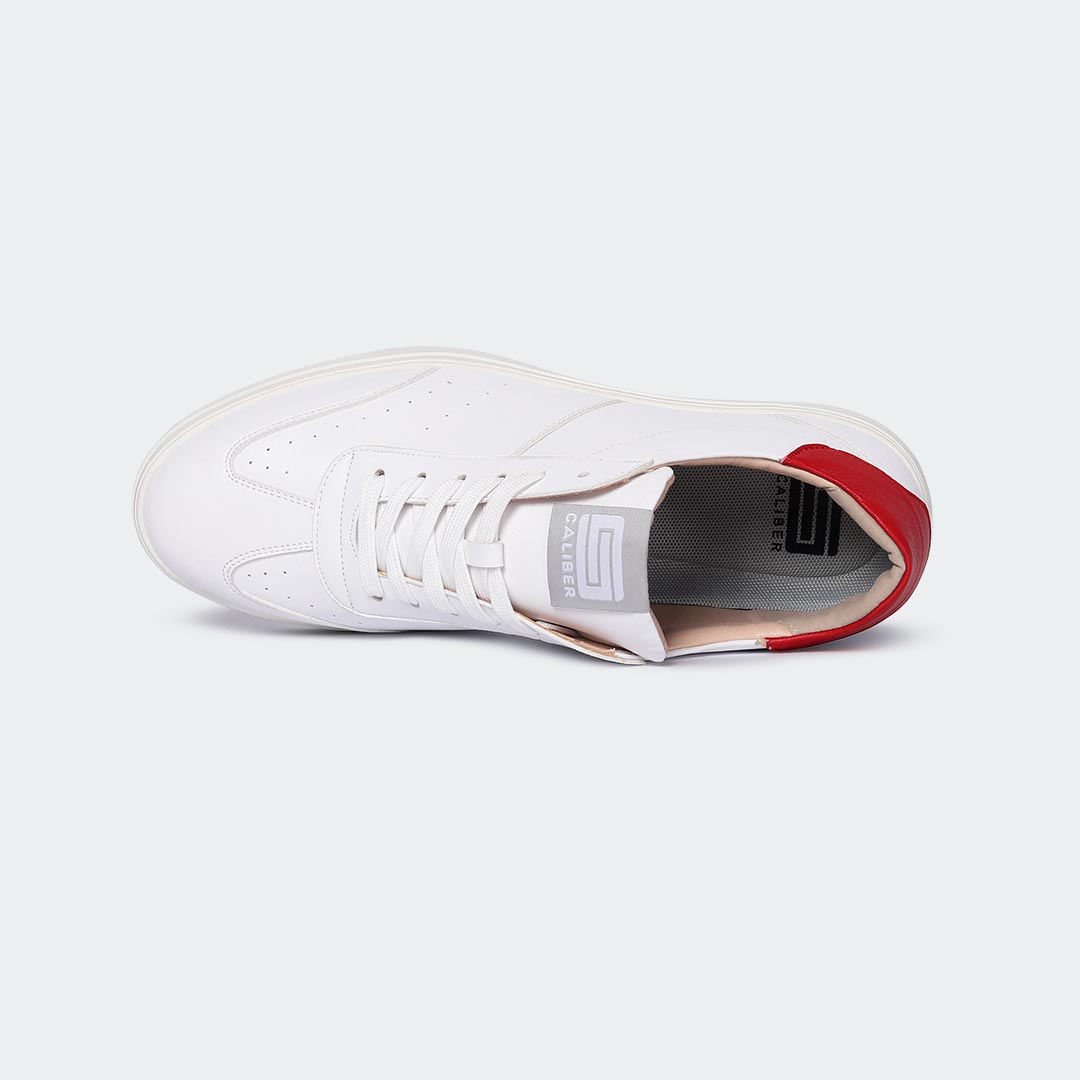 White/Red Casual Sneakers for Men (JAKE 707S) - Caliber Shoes