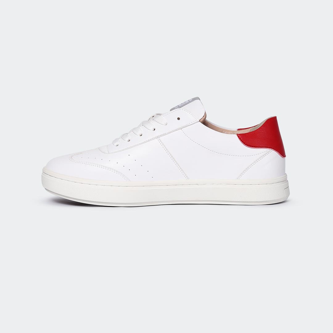 White/Red Casual Sneakers for Men (JAKE 707S) - Caliber Shoes